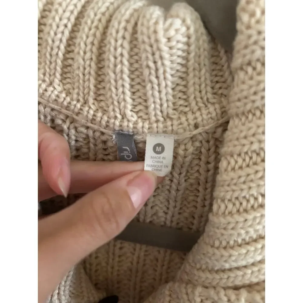 Rip Curl Sweater Women's Medium Beige Luna Pullover Chunky Knit Beach Pockets - Picture 6 of 9
